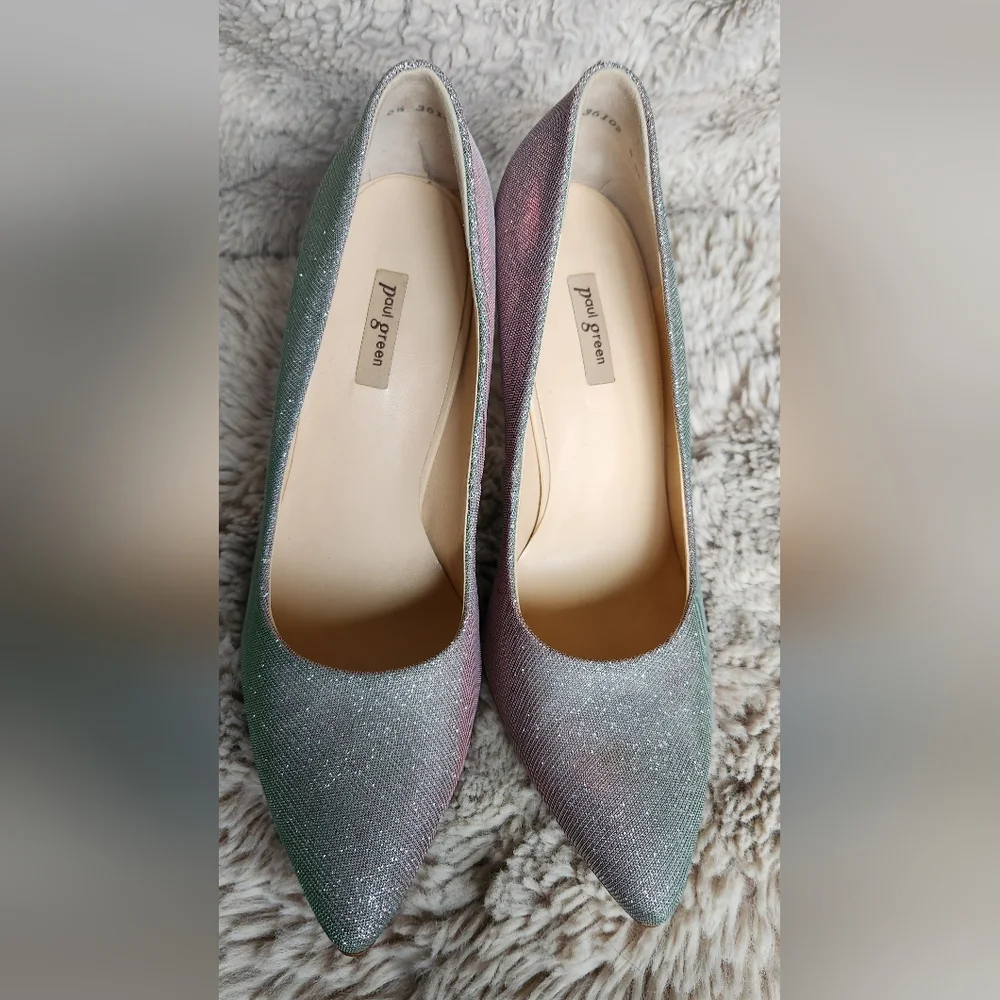 Paul Green Designer Iridescent Silver Heels - uk Size 6.5, us size 9 Worn 1 Time - Picture 10 of 13